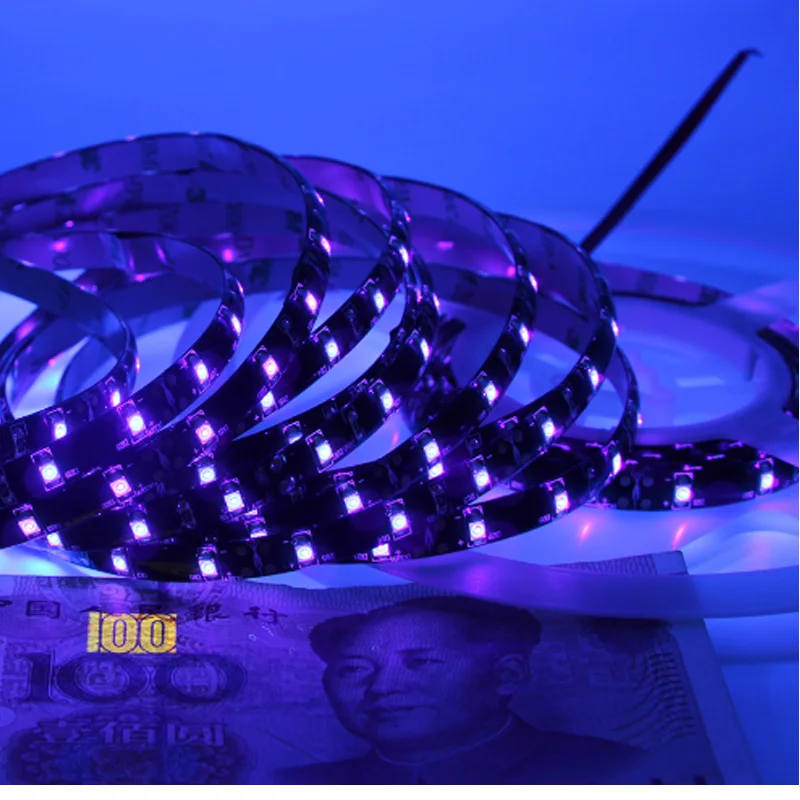 5m smd 2835 3528 5050 preto branco pwb uv roxo conduziu a luz de tira dc 12v 60leds/m 120leds/m ultravioleta ray fita led lâmpada