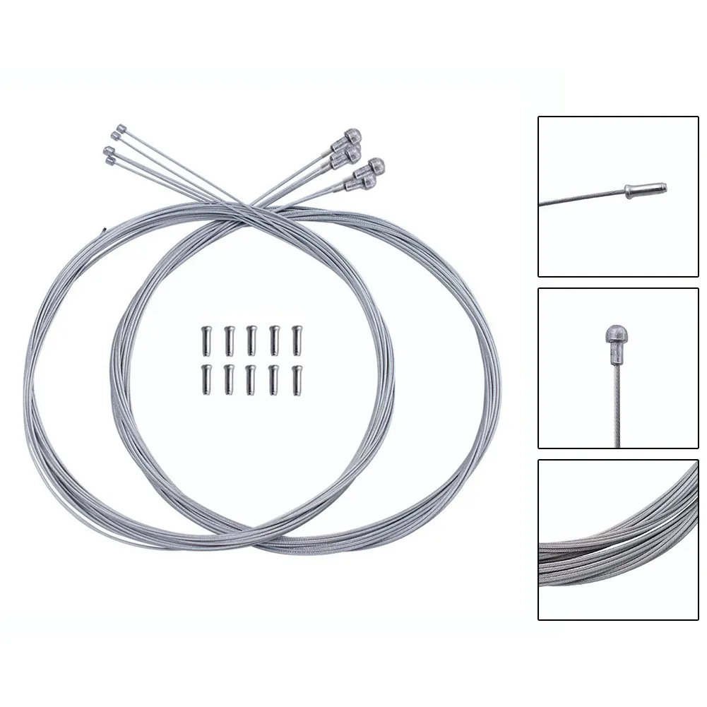ROAD Bicycle 5 Gear & 5 Brake Inner Cables With 10 Crimps Cap For