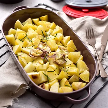 

Ceramic Cheese Baked Rice Plate Large Binaural Bakeware Home Dinner Plate Oven Creative Steamed Fish Plate Cutlery