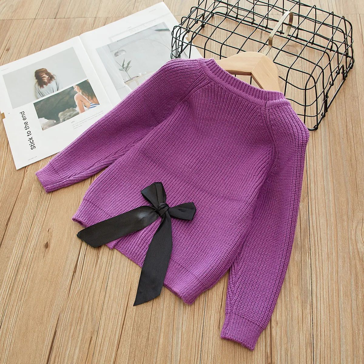 Комплект осенне-зимней детской одежды для девочек, трикотажный комплект из 2 предметов, длинный свитер с короткой юбкой, одежда для малышей