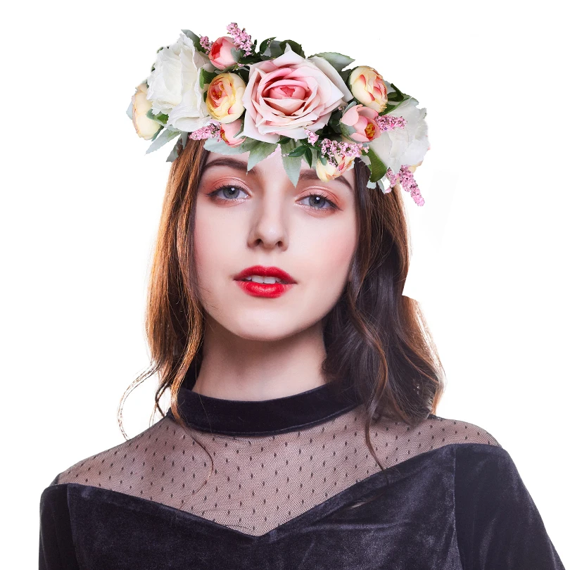 Haimeikang Headbands Simulation Flower Wreath Wedding Garland Headpiece Crown Kids Girl Women Floral Headdress Hair Accessories