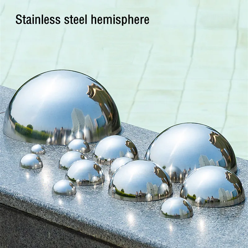 Silver Dia 63mm 6.3cm 201 stainless steel hollow hemispherical polished mirror elevator decorative hemisphere tube cover |