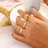E.B.belle  Stainless Steel Tarnish Free Jewelry Natural Shell Ring Thin Small Size White Rings For Woman Ladies Elegant Ring