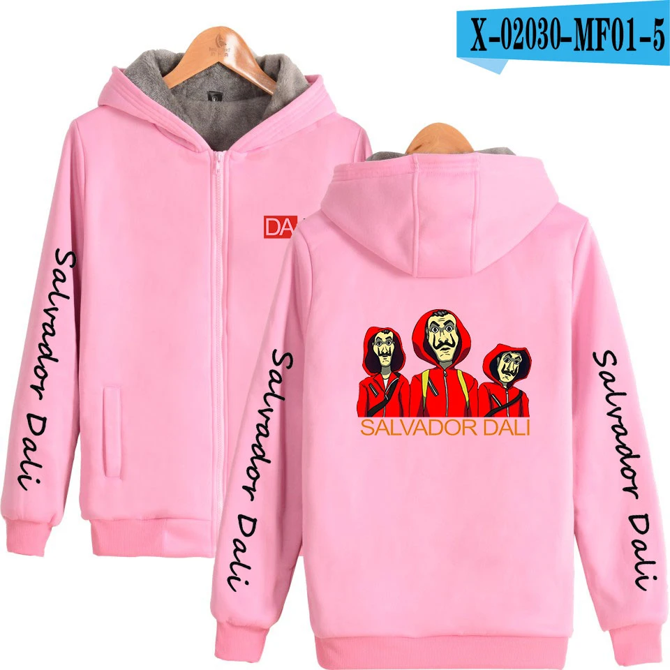 10 Money Heist The House of paper Salvador Dali толстовка с капюшоном для мужчин и женщин зимние толстовки на молнии куртки с длинным рукавом Homme толстовки с капюшоном - Цвет: 10