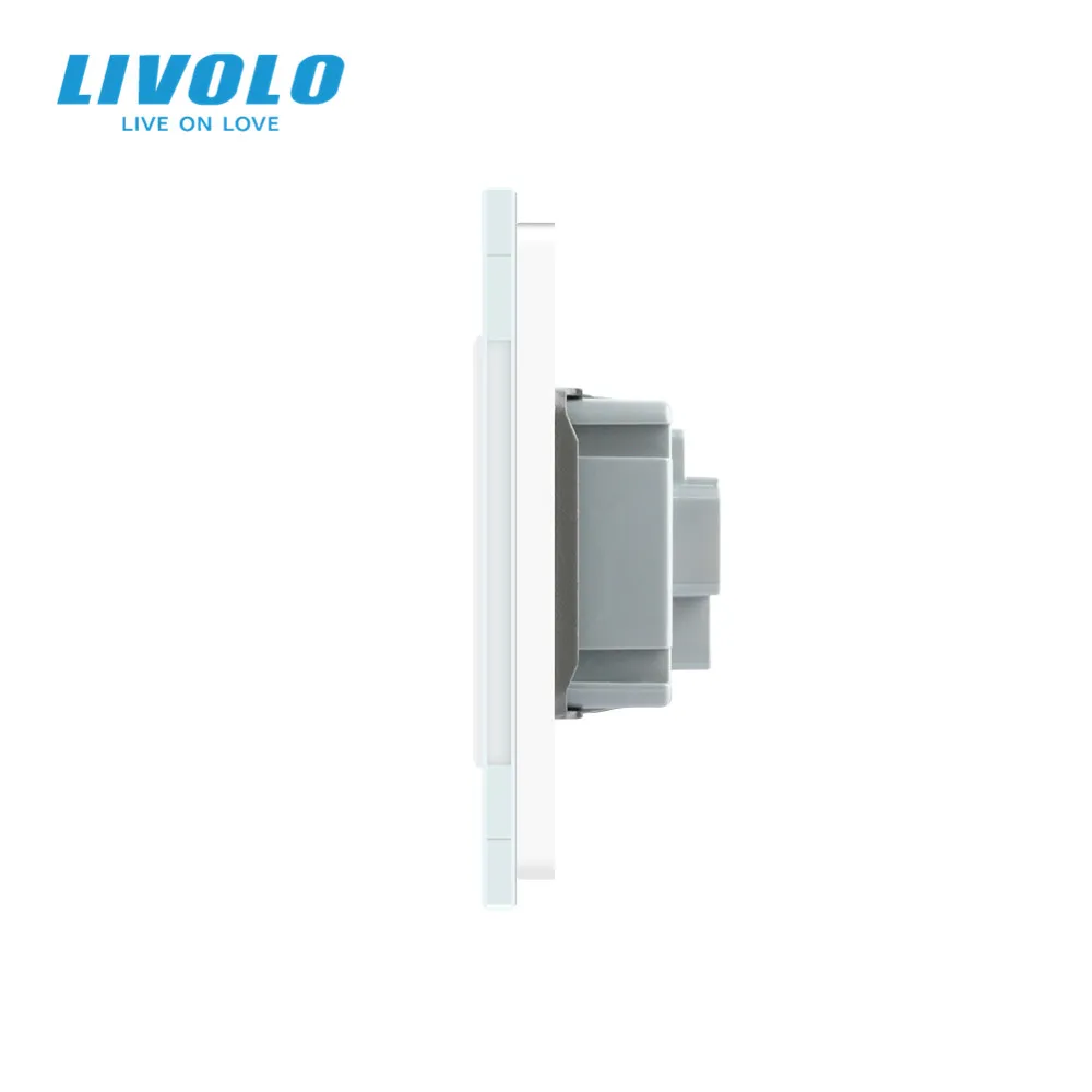 Двойная розетка LIVOLO из Израиля 16 А закаленная белая/черная стеклянная панель 100 ~