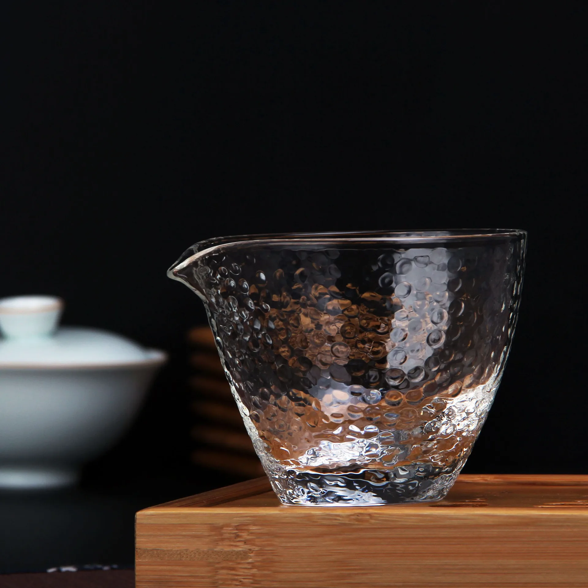 

Handmade Japanese style high borosilicate thickened heat resistant glass tea set hammer pattern gongdao cup tea sea cup