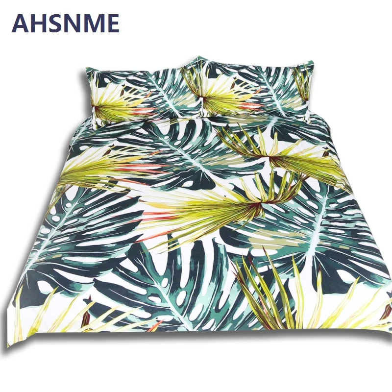 Ahsnme Green Monstera Deliciosa Rocker M Motifs 3Pcs Set (1Pcs Quilt Cover + 2Pcs Federa) Stati Uniti Full Queen King Size