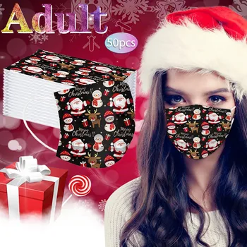 

10/50 Pcs Adult's Christmas Mask Disposable Outdoor High Quality Mask Breathable 3ply Earhook Face Mask Fashion Маска Máscara