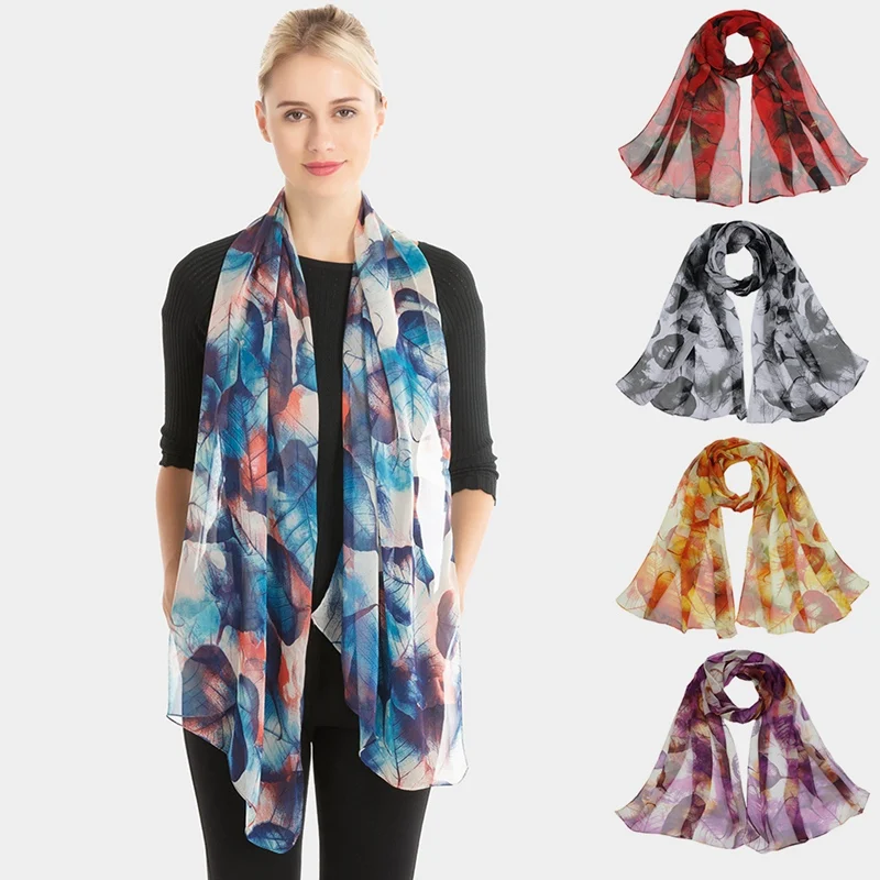 

Multi-function Chiffon Scarf Women Gradient Sunscreen Scarf Thin Colorful Print Shawls And Wraps Hijab Stoles