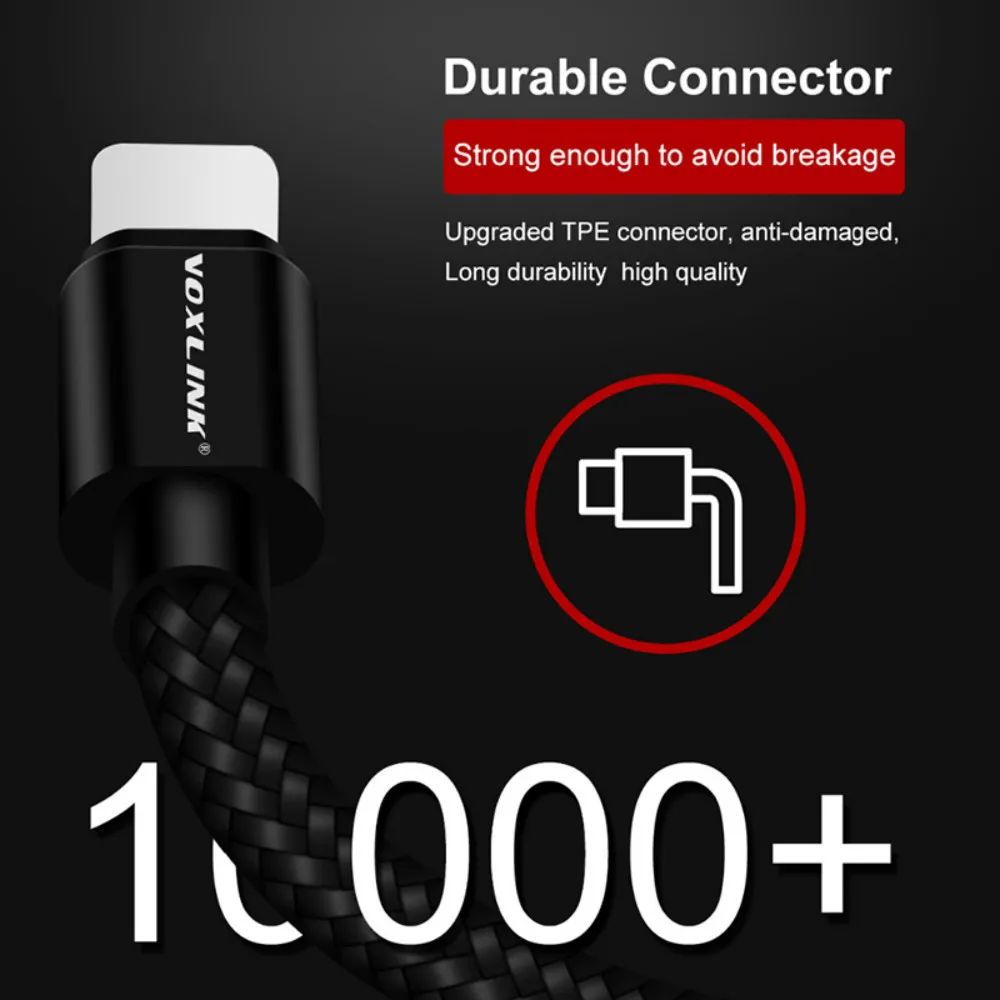 VOXLINK 8 Pin USB кабель упаковка из 10 шт. Алюминий сплава USB кабель с нейлоновой оплеткой провод для зарядки Кабели Зарядное устройство Шнур для iPhone 7,7 Plus, 6S Plus