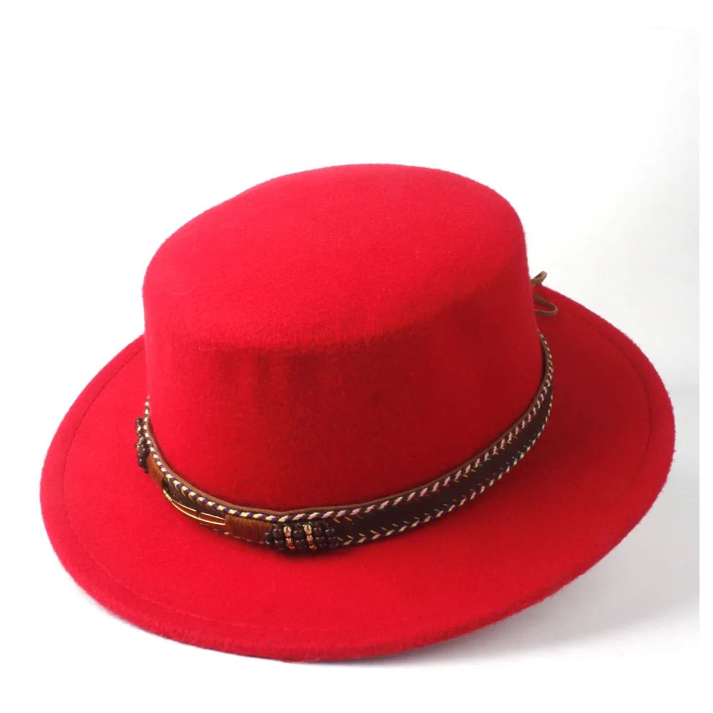Модная мужская женская шляпа с плоским верхом, шляпа для танцевальной вечеринки, фетровая шляпа для джентльмена, шерстяная шляпа Трилби джаза, размер 56-58 см