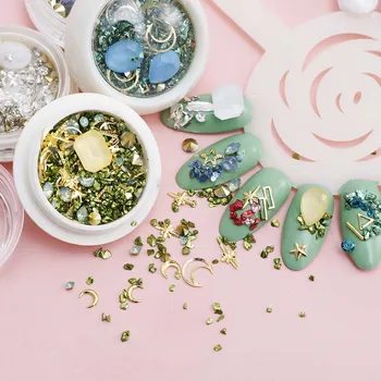 

A Box Of Multiple Accessories Mixed With Nail Art Accessories Mocha Diamond Shiny Small Fresh Color Matching Nail Decorations