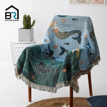 

Nordic Throw Blanket Sofa Mermaid Airplane Travel Blanket For Bed Couch Living Room Tapestry Carpet Sofa Blanket Cover Bedspread