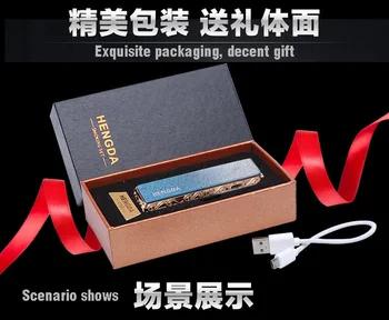 

Metal rechargeable lighter mini strip USB cigarette lighter windproof gift lighter