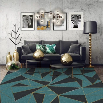 

AOVOLL Rugs and Carpets for Home Living Room European Green Gold Line Pattern Carpet Christmas Rug Rugs for Children Rooms