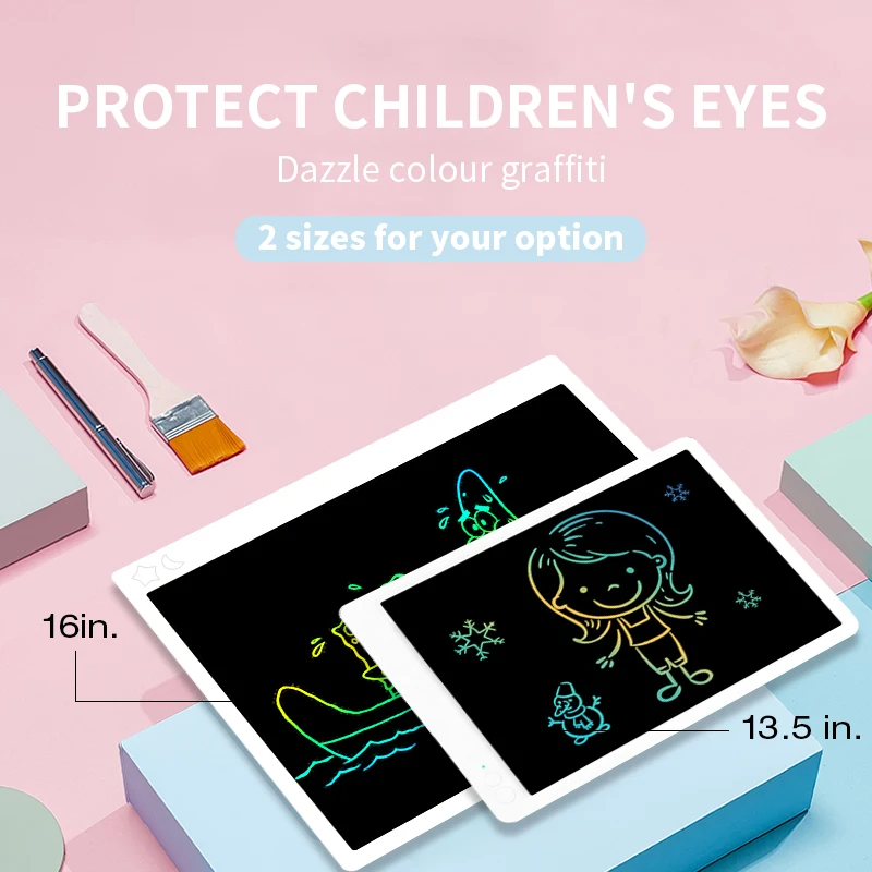 Buen trato Aibevi-tablero de escritura LCD para niños, tabla gráfica de dibujo electrónico de colores, tableta Digital, almohadilla de escritura, regalo, 16 '', 13,5'' mmQKMlz55jD