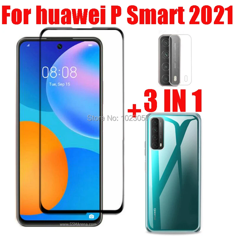 3-в-1 чехол + Защитная пленка из закаленного стекла для Huawei P Smart 2021 Peppa-L0 экрана
