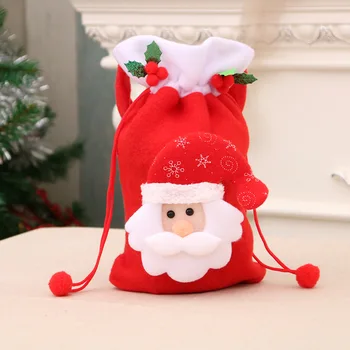 1pcs Santa Sacks Drawstring Christmas Gift Bags, 3D Design Fabric Christmas Bags for Christmas Party Supplies 31