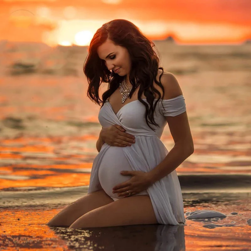 White Maternity Bodysuits Dresses For 