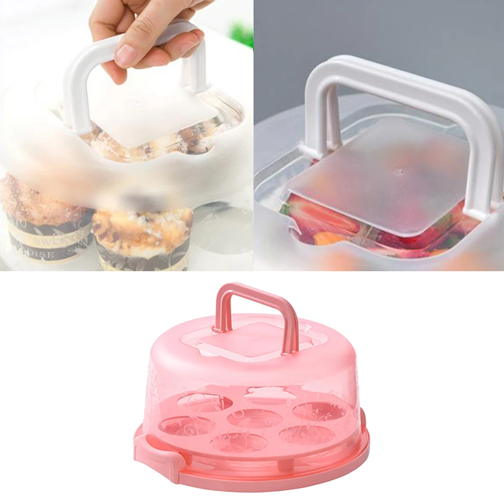 

Cake Cupcake Muffin Carrier Container w/Collapsible handle Translucent Dome