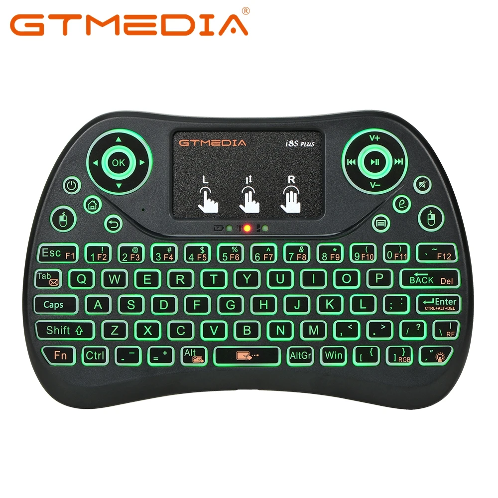 

GTMEDIA i8S PLUS Backlit 2.4G Wireless Keyboard Air Mouse Spanish Russian English Touchpad Handheld for Android TV BOX H96 Max