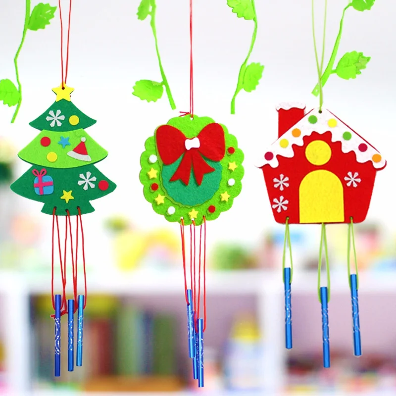 

Children Christmas DIY Wind Chime Handmad Wind Bell Kid DIY Puzzle Toy Kids Manual Craft Toys Cartoon Tree Hanging Decoration