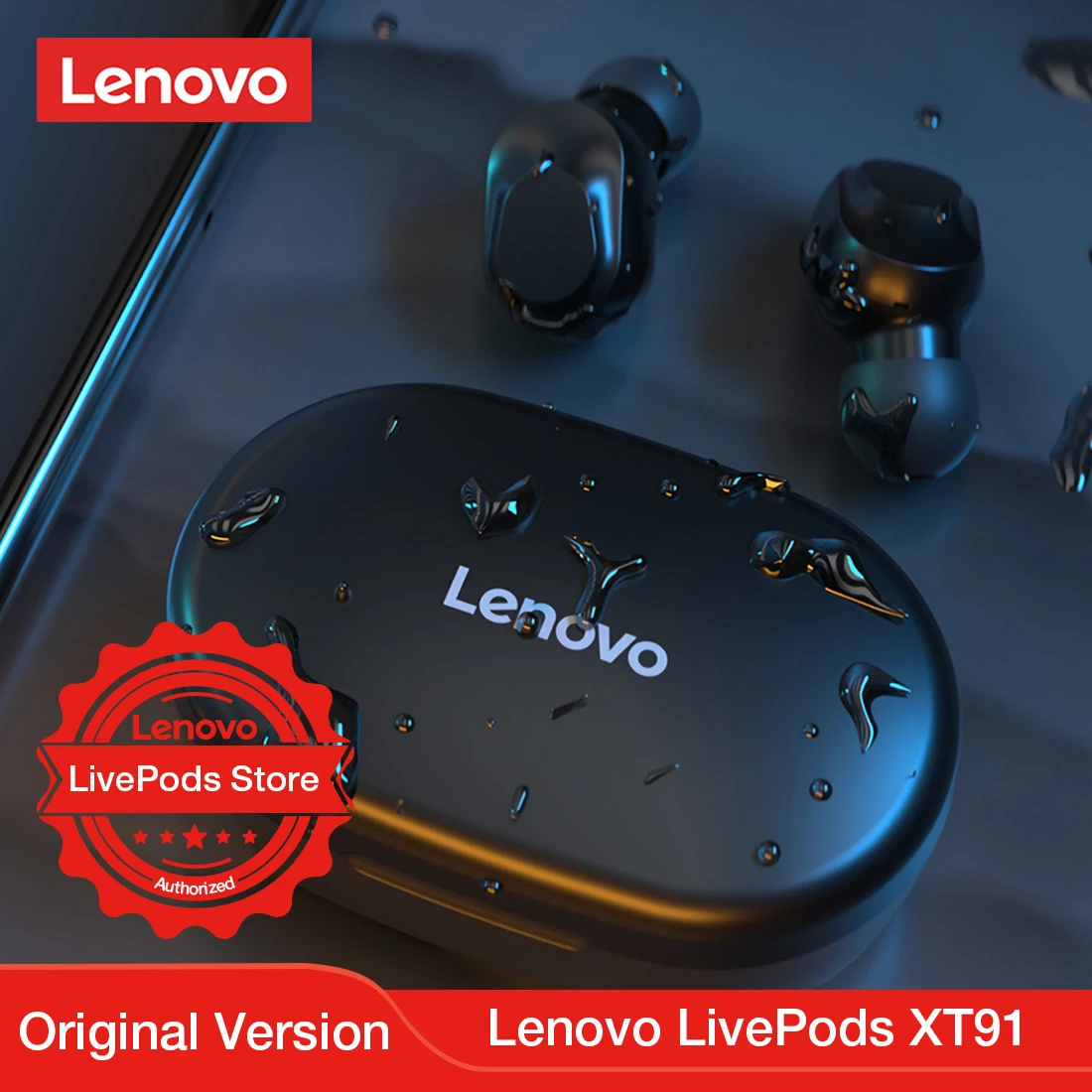 Наушники Беспроводные Lenovo LivePods XT91 игровая гарнитура TWS с микрофоном LED дисплей