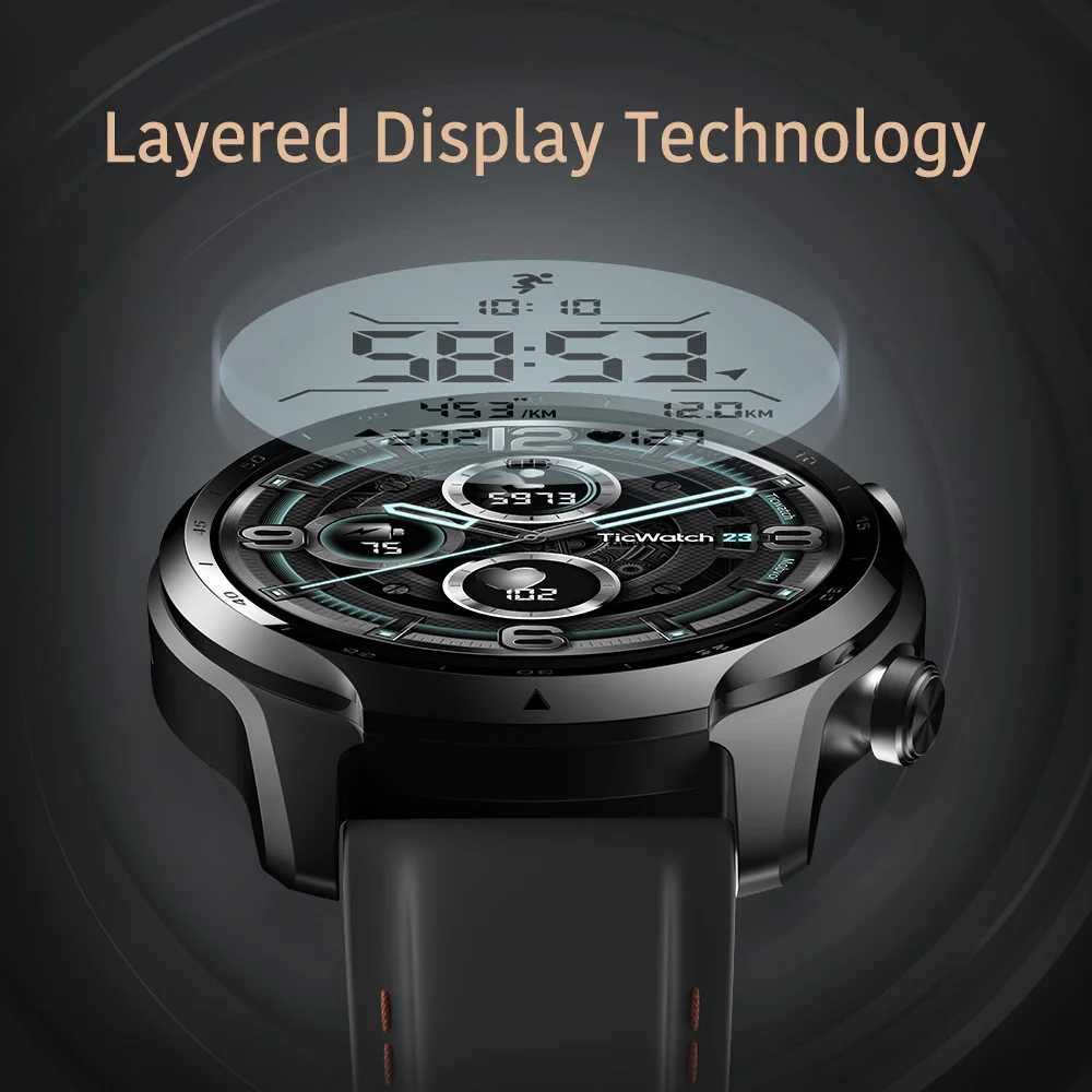 TicWatch Pro 3 GPS Wear OS Smartwatch Men's Sports/Smart Watch Dual-layer Display Snapdragon Wear 4100 8GB 3 to 45 Days Battery