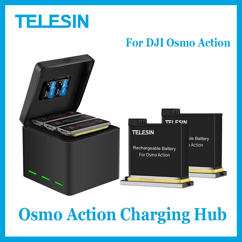DJI Osmo Action charging hub with Osmo action battery for TELESIN