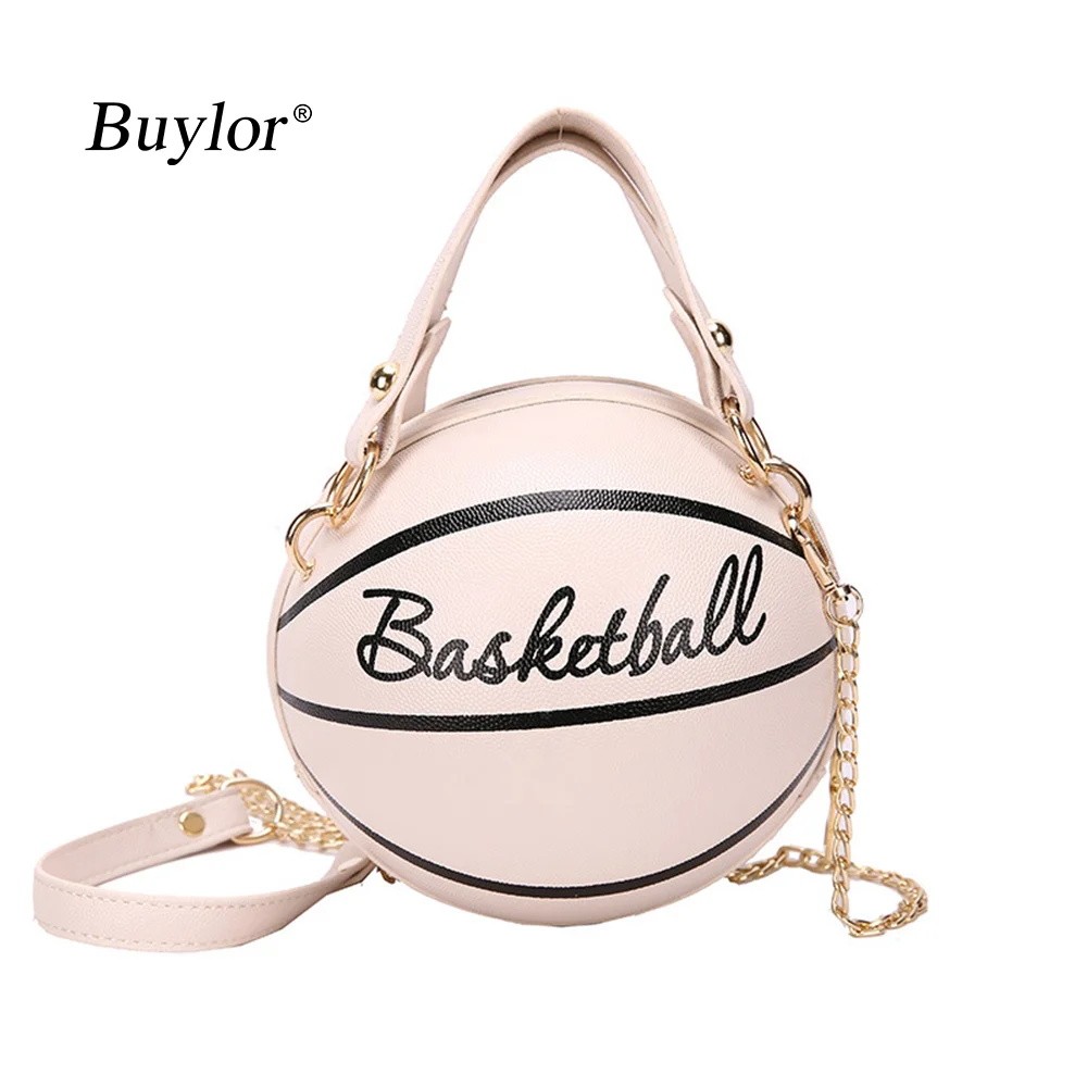 Crossbady Bag Tote Ball Purse Chains Basketball Handbag Cute Round Female Personality