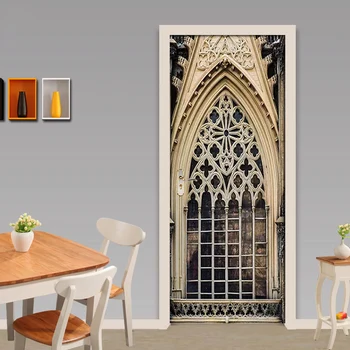 

Decor Sticker Self Adhesive Bedroom Vintage Relief Door Art Print Picture DIY Renovation Mural Waterproof Wallpaper Home Design