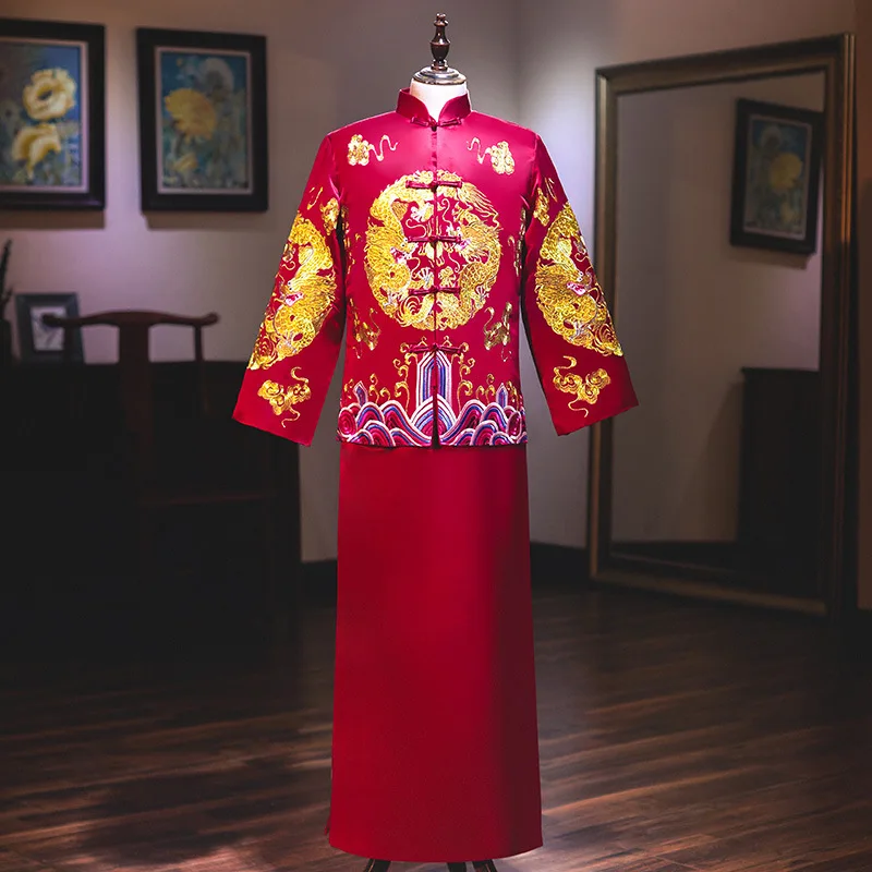 2020 Vestido De Novio Hombre Smoking оптовая продажа новая одежда xiuhe Китайский Свадебный костюм
