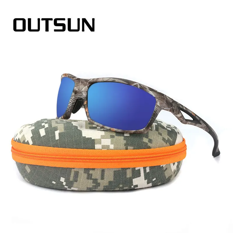 OUTSUN Men Sunglasses Night Vision Polarized TR90 Camo Frame Brand Designer Male Polaroid Sun Glasses Camouflage Case | Аксессуары для