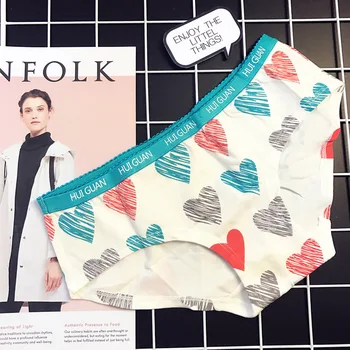 

SEXY Women's Panties Sweety lingerie love heart pure cotton letter sexy Cute Fashion pattern Young girl Sports Women's Underwear