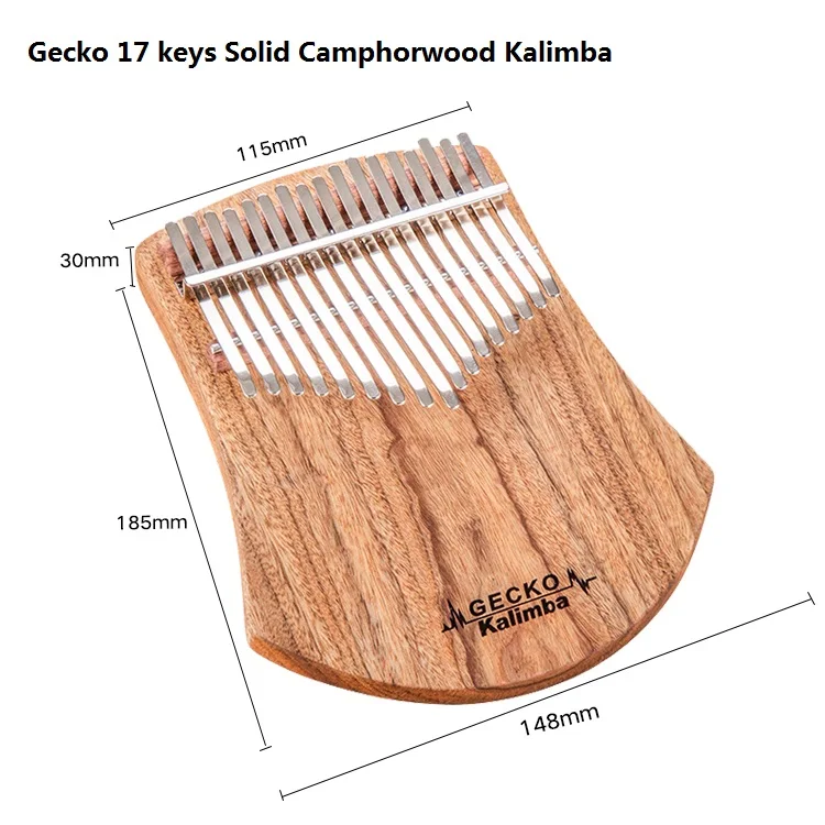B тон GECKO Kalimba 17 клавиш твердой камфоры, с инструкцией и мелодия молоток, портативный большой палец фортепиано Mbira Sanza K17cas