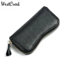 Кожаный кошелек на молнии с дизайном в форме полумесяца от westкрик, маленькая ключница, держатель для ключей, 6 крючков для ключей