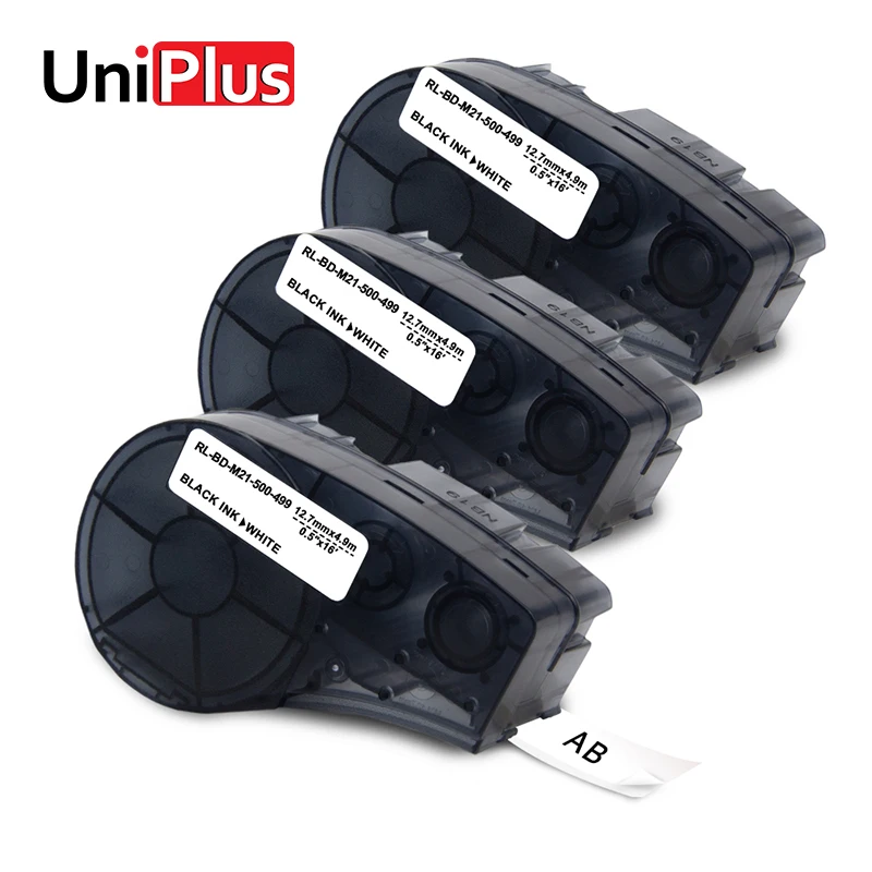 

UniPlus M21-500-499 Labeling Tapes 3pcs 12.7mm*4.9m for Brady BMP21 PLUS LABPAL ID PAL Label Maker Nylon Cloth White Ribbon