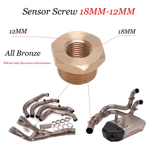 18mm-12mm For ninja650 For BWS s1000rr 2020 Sensor Motorcycle Exhaust Escape oxygen O2 sensor screws exhaust gas all bronze - - Racext 1