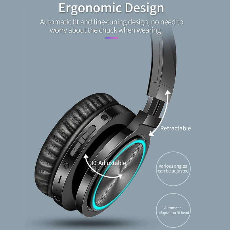 Picun Wireless Headphones Strong Bass Bluetooth Headset Noise Cancelling Bluetooth Earphones Low Delay Earbuds for Gaming Phone