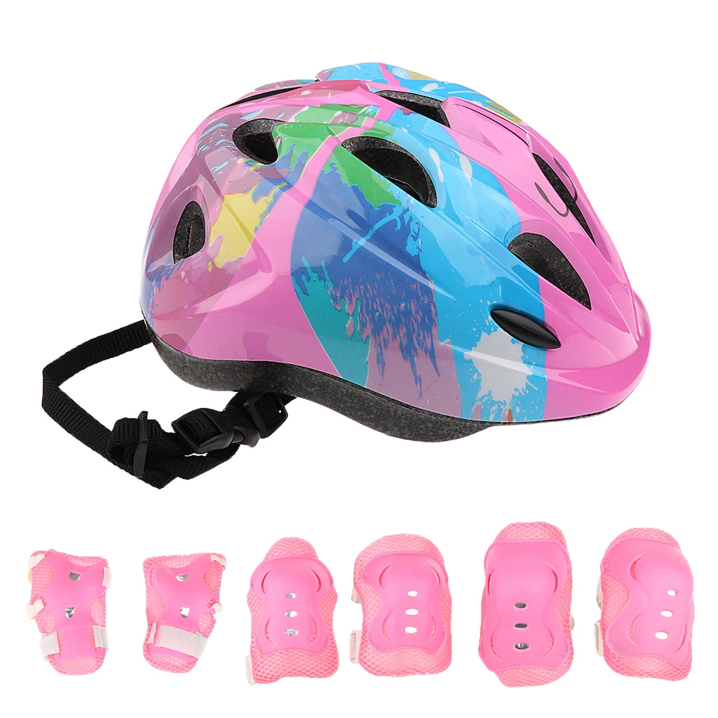 7 Pieces Kid Child Roller Skating Bike Helmet Knee Wrist Guard Elbow Pad Set Cycling Equipment Skateboarding