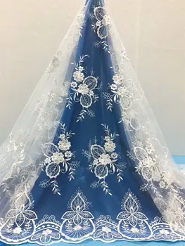 

African Lace Fabric 2020 white color Nigerian Lace Fabrics High Quality French Tulle Lace Fabric For Wedding Dress free shipping