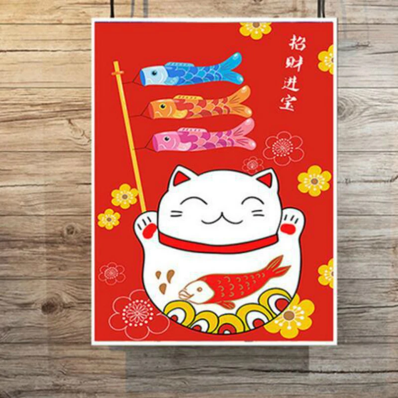 Алмазная вышивка мозаика вышивка крестиком полностью круглое сверло Счастливый Кот японский стиль мультфильм Рыба DIY 5D украшения подарок