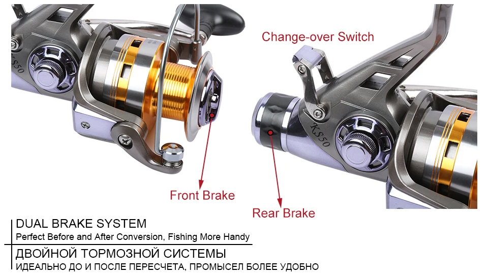 K8356 New Fishing Reel Dual Brake Carp Fishing Reels 10BB 5.21 Spinning Reel Metal Arm Peche Max Drag 7-16KG KS30-KS80_06