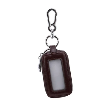 

New Luxury Brand Key Holder Cow Leather Double Zipper Key Case with Transparent Window Male Car Key Holder Key Pouch Housekeeper