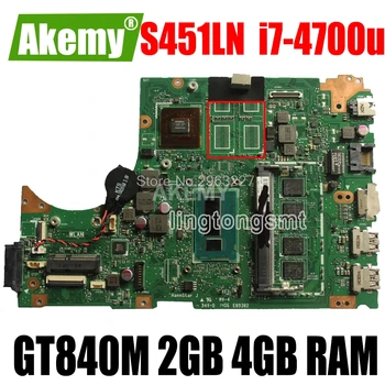 

For Asus S451 S451L V451 V451L S451LN S451LB Laptop motherboard REV2.1 i7-4700u GT840M mainboard 60NB05D0-MB1211 100% tested