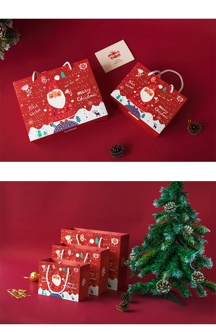 Рождественские подарочные сумки Санта мешки крафт бумажный мешок дети партии сувениры коробка Рождественские украшения для дома год винтажный подарок бумага