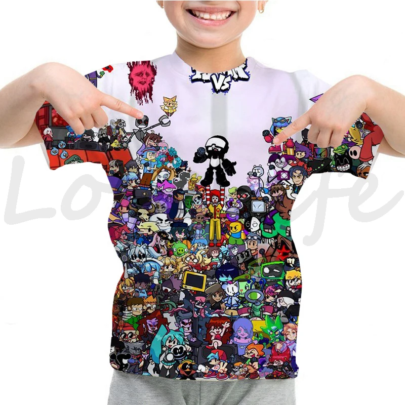 Camiseta Funkin de viernes por la noche para niños, camiseta divertida de manga corta con dibujos animados del juego FNF, camiseta 3D de verano para niños, ropa kawaii para niños, camiseta de anime
