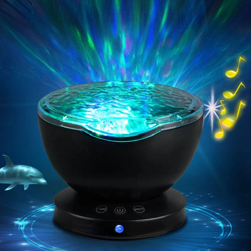 

Ocean Wave Projector, Night Light Lamp with Adjustable Lightness 7 Lighting Modes Music Speaker Light Show LED Night Light Proje