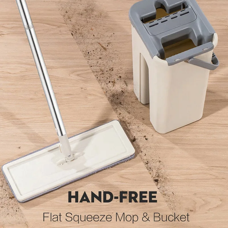 Dust Wizard Mop Cleaning Tool Kit With Barrel And Cloth Easy Washing Tile Marble Floor for Home Kitchen | Дом и сад