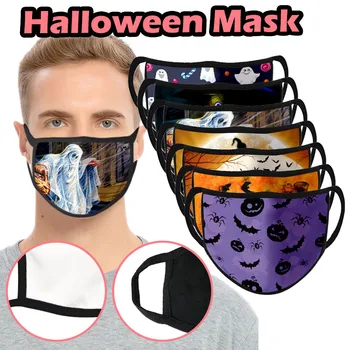 

1pc Christmas Adult Unisex Cartoon Printing Masks Washable Reusableface Mask Breathable And Windproof Halloween Mask Mascarilla